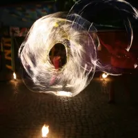 Feuerkreis bei einer Feuershow in Dresden